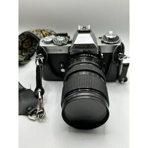 Vintage Minolta XD5 35mm SLR Camera Bundle - 28-70mm Lens, Flash, Case & Extras